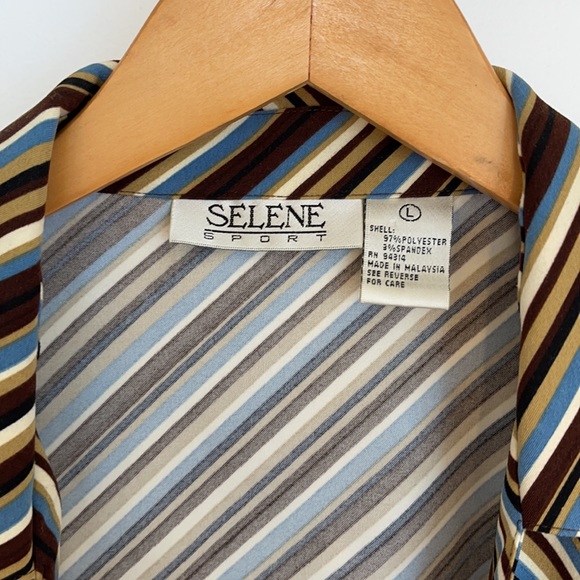 Selene Sport multi stripped 3/4 sleeved vintage top/blouse. Size Large - Picture 5 of 8